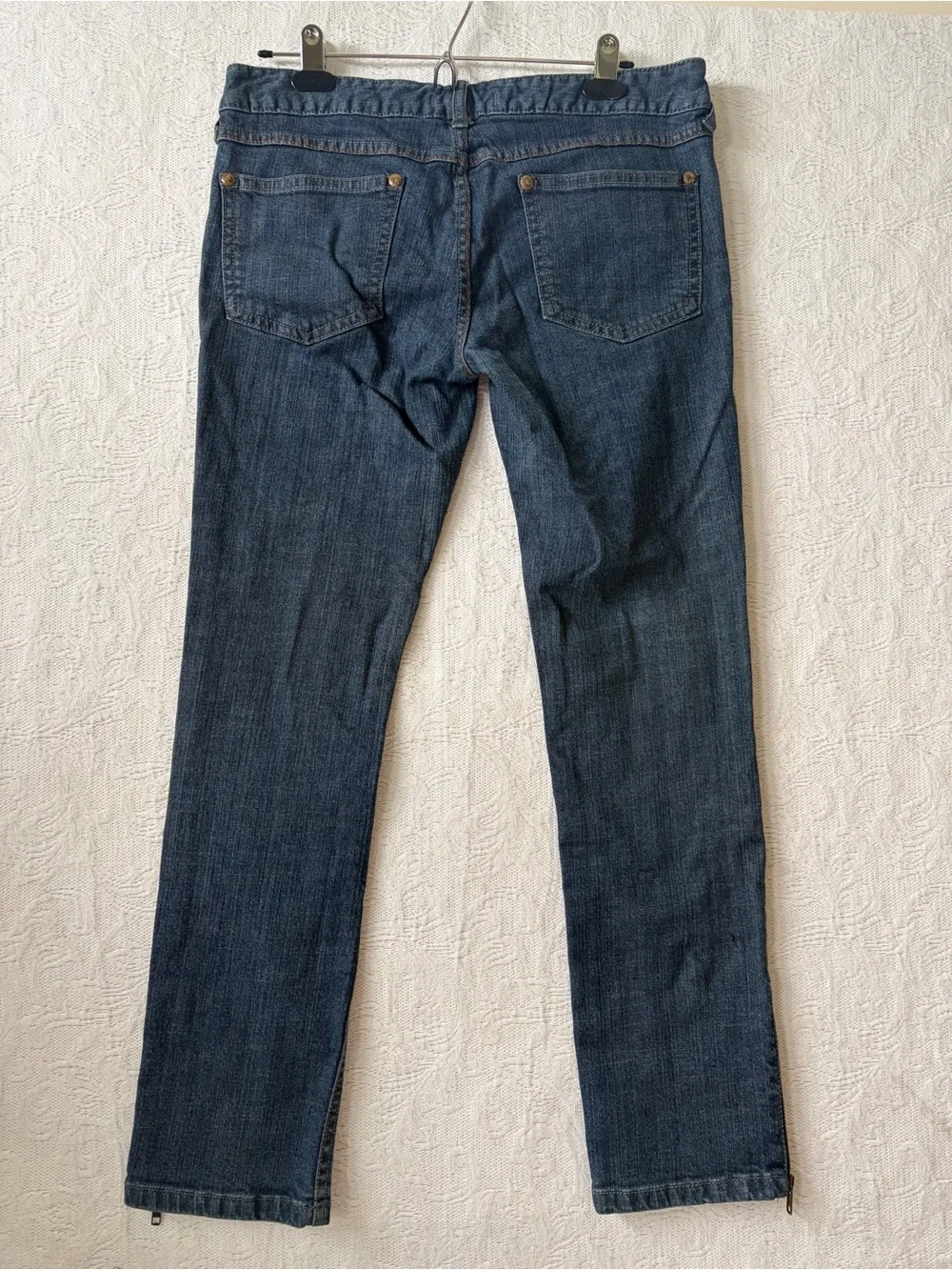 Free People Dark Blue Skinny Jeans with Ankle Zippers